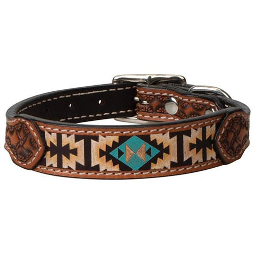 DOG COLLAR PAINTED AZTEC 15 IN