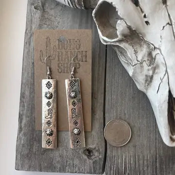 EARRINGS STAMPED BAR-COWBOY BOOTS