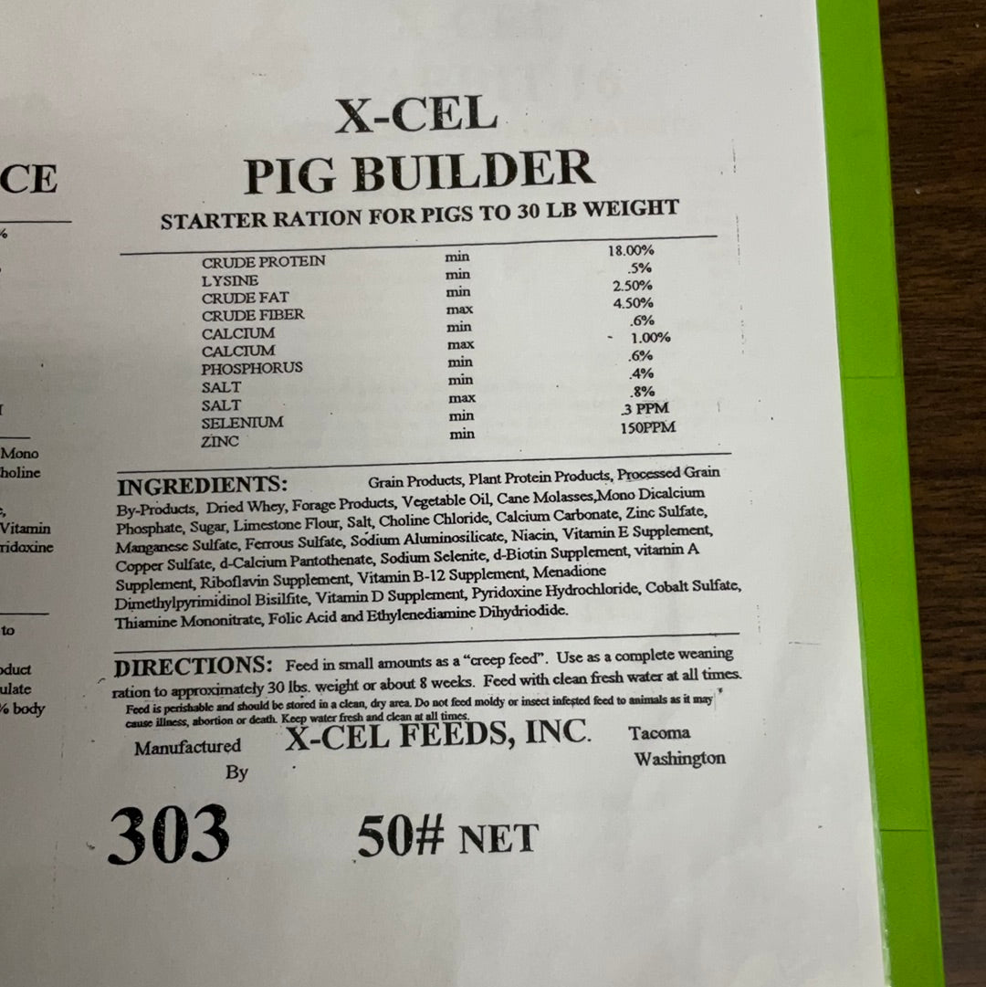 HOG STARTER 18% PIG BUILDER XCEL 50#
